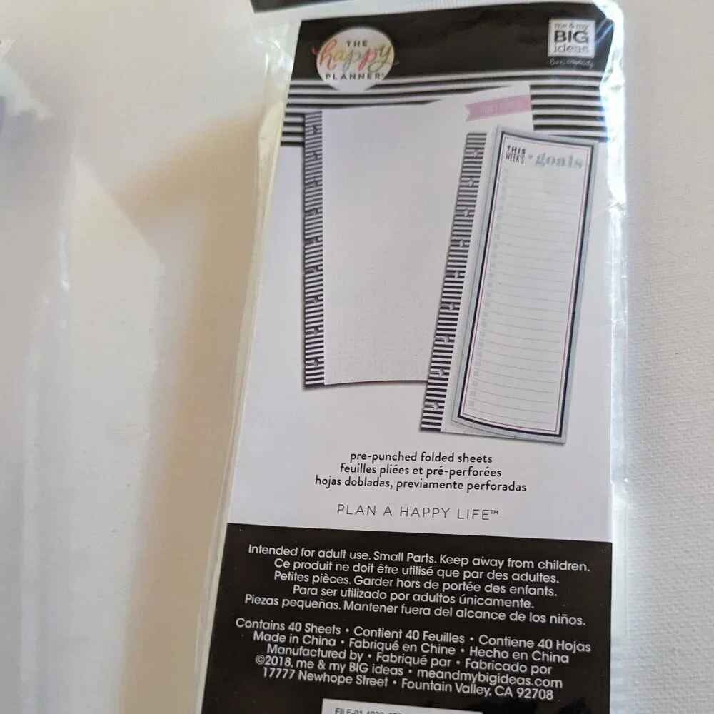 NWT Happy Planner This Week's Goals 40 pgs Classic Half Sheet Filler Paper Pack